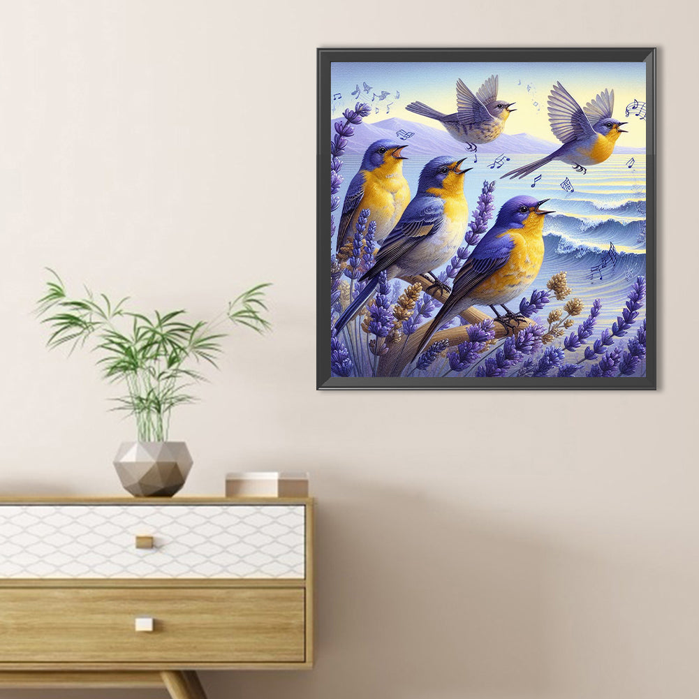 Bird And Lavender - Full Round Drill Diamond Painting 40*40CM