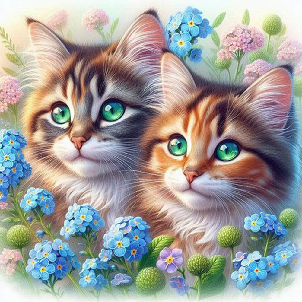 Two Cats - Full Round Drill Diamond Painting 40*40CM