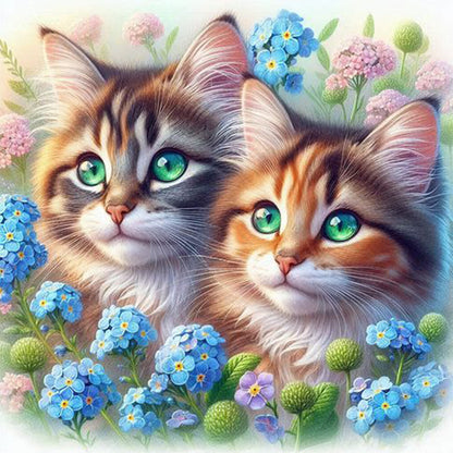 Two Cats - Full Round Drill Diamond Painting 40*40CM
