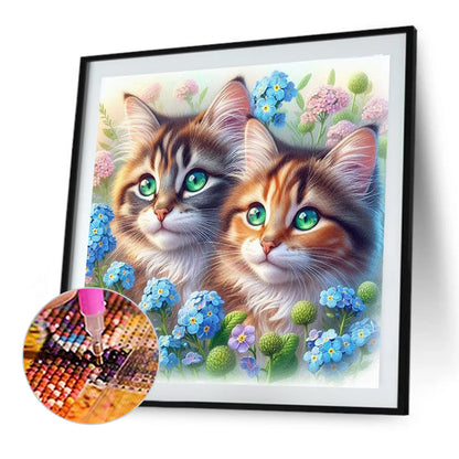 Two Cats - Full Round Drill Diamond Painting 40*40CM