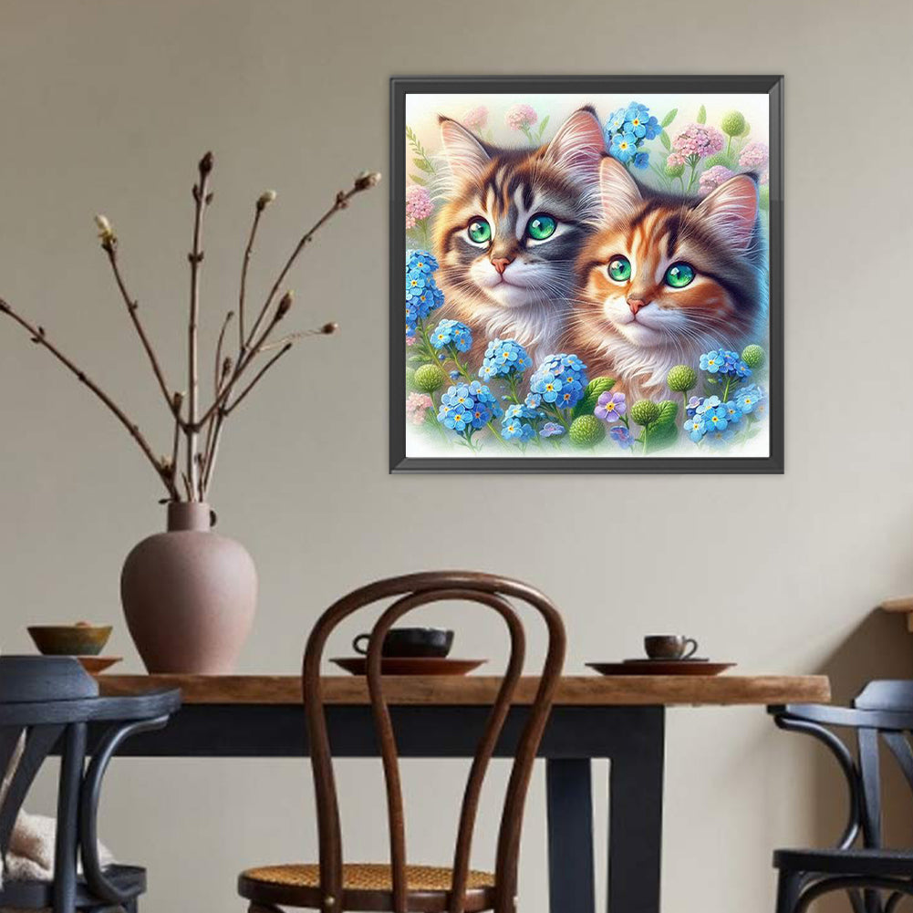 Two Cats - Full Round Drill Diamond Painting 40*40CM