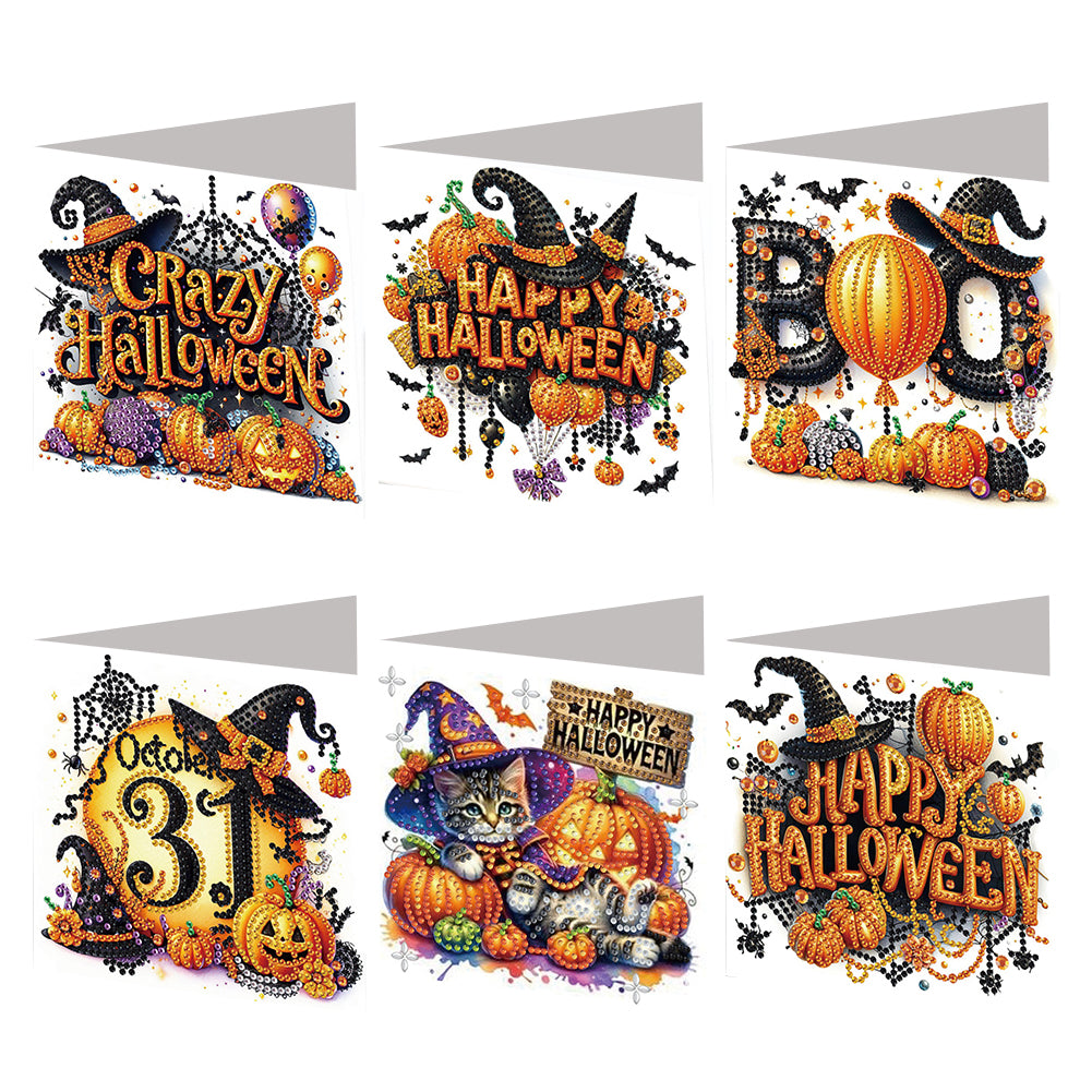 6PCS DIY Diamond Art Greeting Cards Congratulations Cards & Gifts (Halloween)