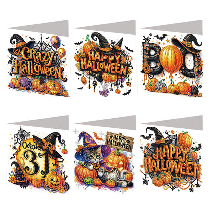 6PCS DIY Diamond Art Greeting Cards Congratulations Cards & Gifts (Halloween)