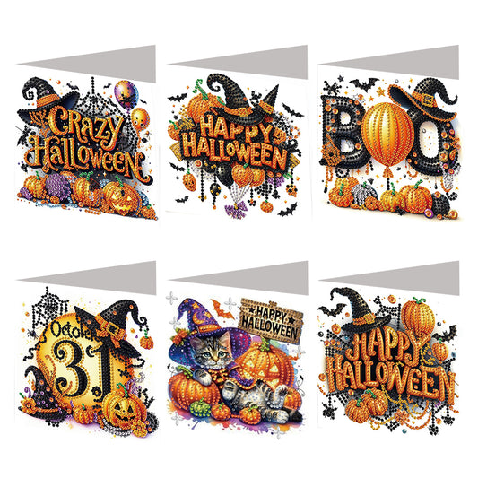 6PCS DIY Diamond Art Greeting Cards Congratulations Cards & Gifts (Halloween)