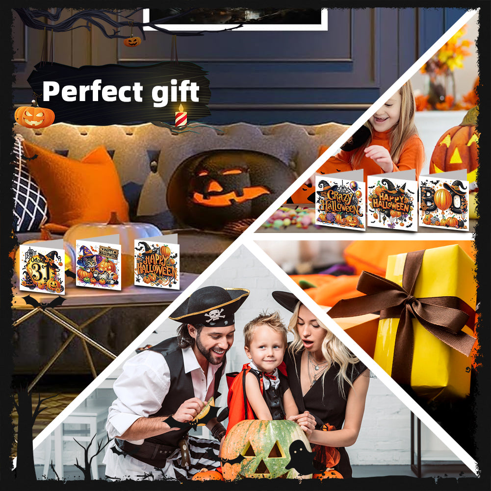 6PCS DIY Diamond Art Greeting Cards Congratulations Cards & Gifts (Halloween)