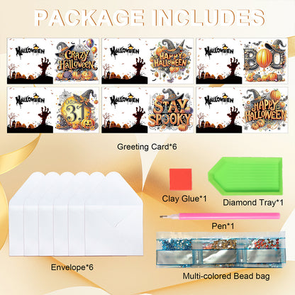 6PCS DIY Diamond Art Greeting Cards Congratulations Cards & Gifts (Halloween)