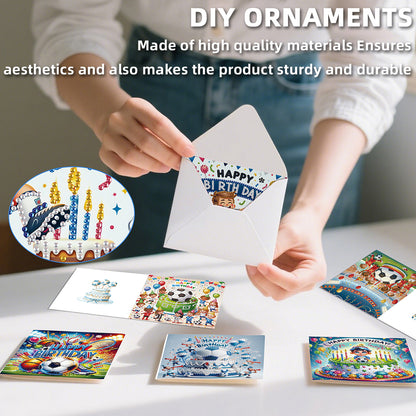 6PCS DIY Diamond Art Greeting Cards Congratulations Cards & Gifts (Football)