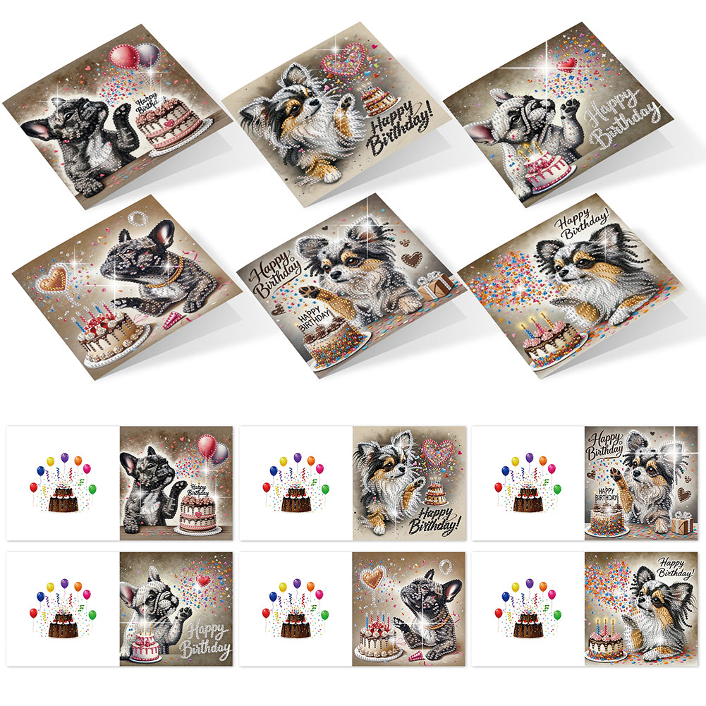 6PCS DIY Diamond Art Greeting Cards Congratulations Cards & Gifts (Cake)