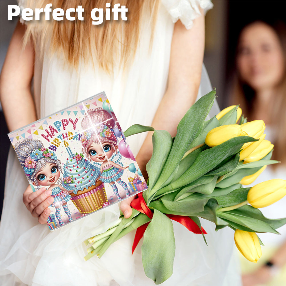 6PCS DIY Diamond Art Greeting Cards Congratulations Cards & Gifts (Sisters)