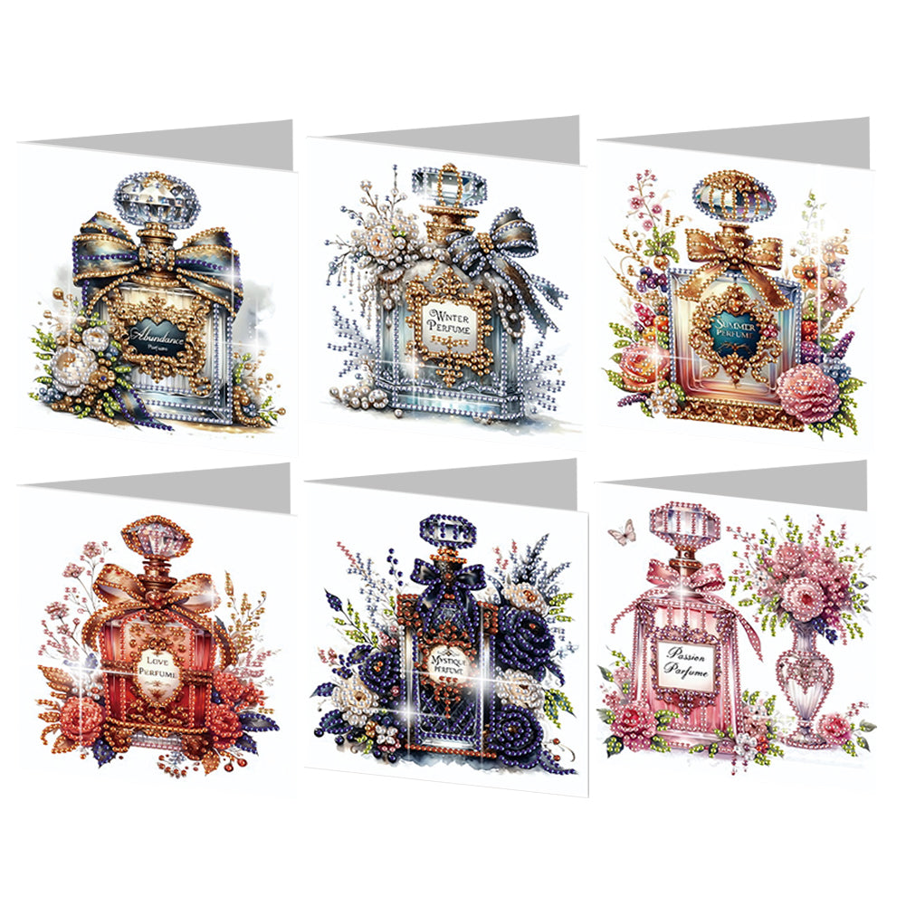 6PCS DIY Diamond Art Greeting Cards Congratulations Cards & Gifts (Perfume)