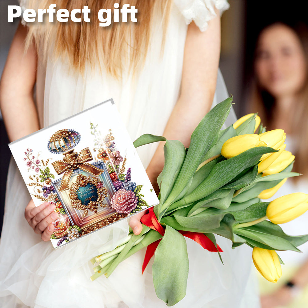 6PCS DIY Diamond Art Greeting Cards Congratulations Cards & Gifts (Perfume)