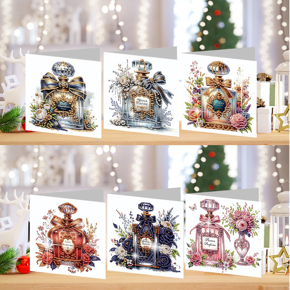 6PCS DIY Diamond Art Greeting Cards Congratulations Cards & Gifts (Perfume)