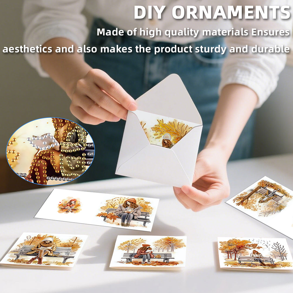 6PCS DIY Diamond Art Greeting Cards Congratulations Cards & Gifts (Girl)