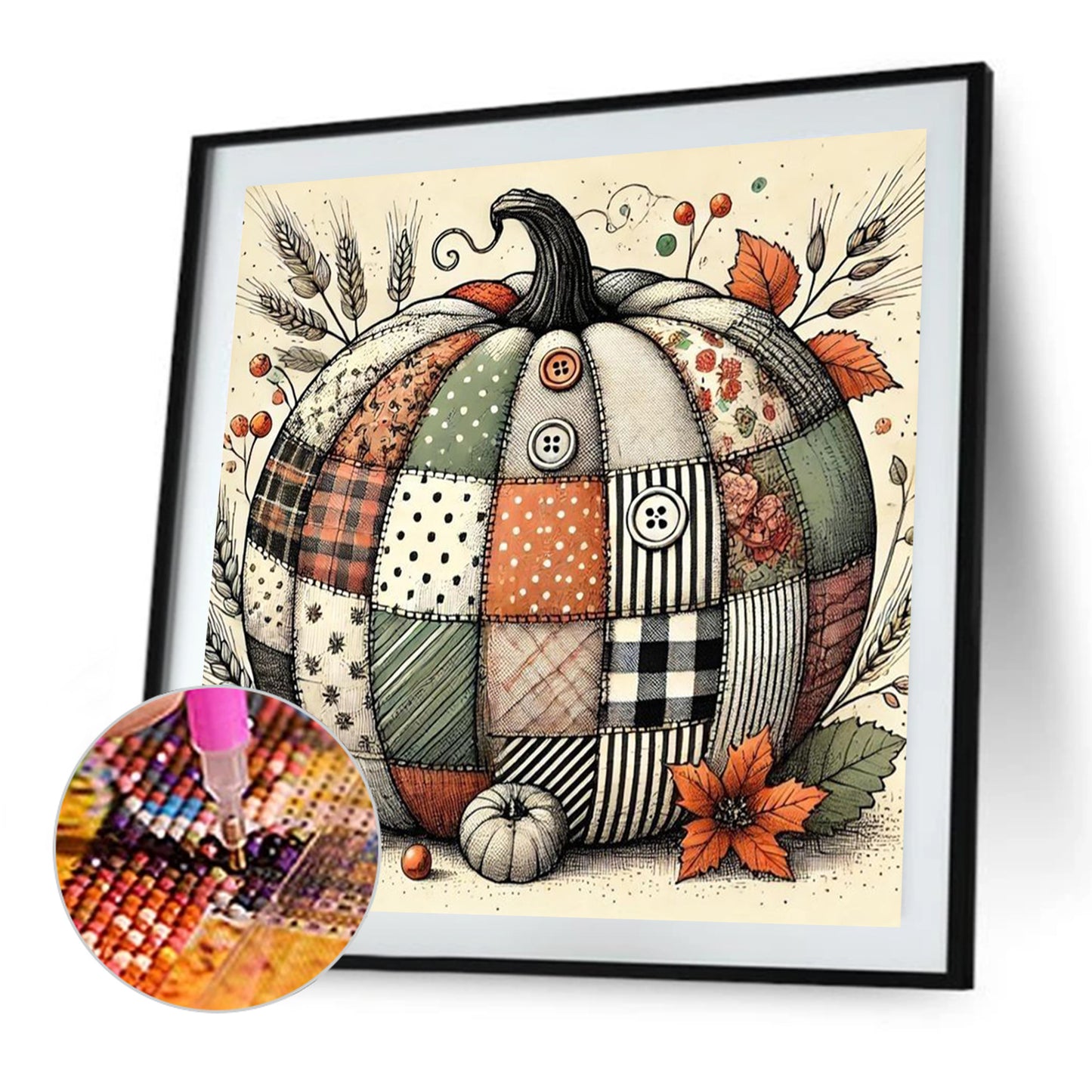 Autumn Patchwork Pumpkin - Full Square Drill Diamond Painting 30*30CM