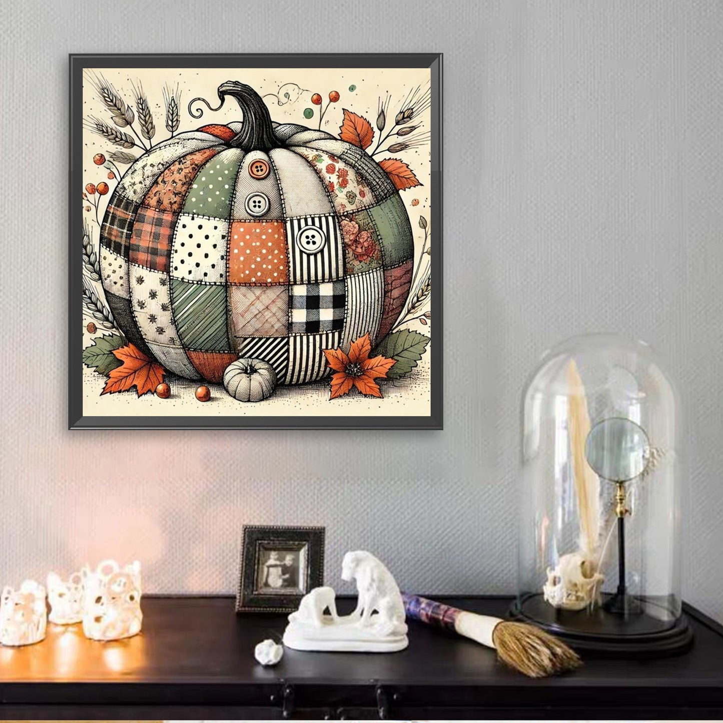 Autumn Patchwork Pumpkin - Full Square Drill Diamond Painting 30*30CM