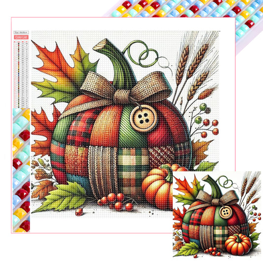 Autumn Patchwork Pumpkin - Full Square Drill Diamond Painting 30*30CM