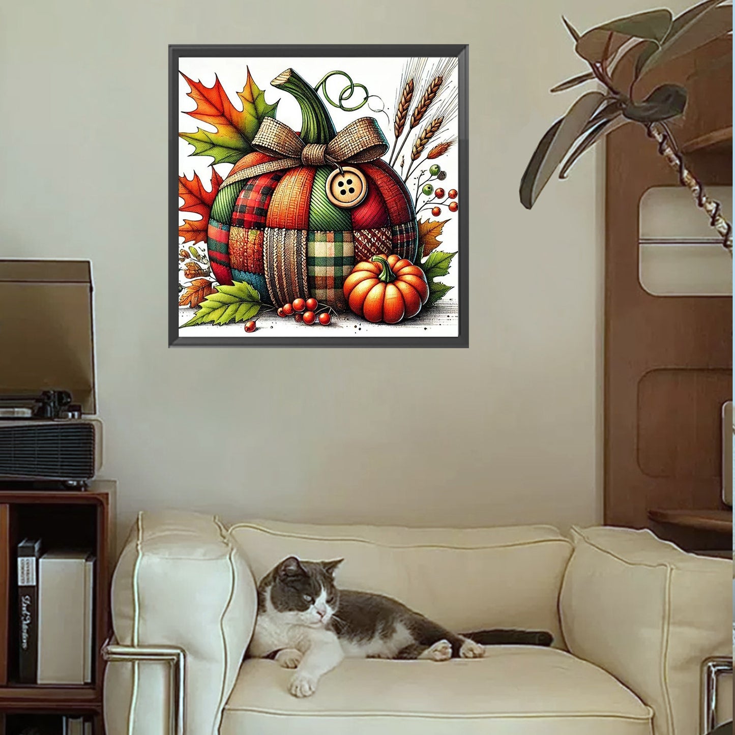 Autumn Patchwork Pumpkin - Full Square Drill Diamond Painting 30*30CM