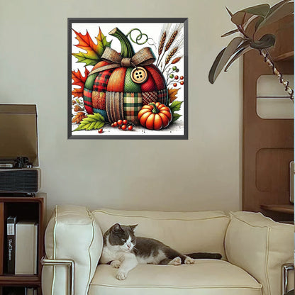 Autumn Patchwork Pumpkin - Full Square Drill Diamond Painting 30*30CM