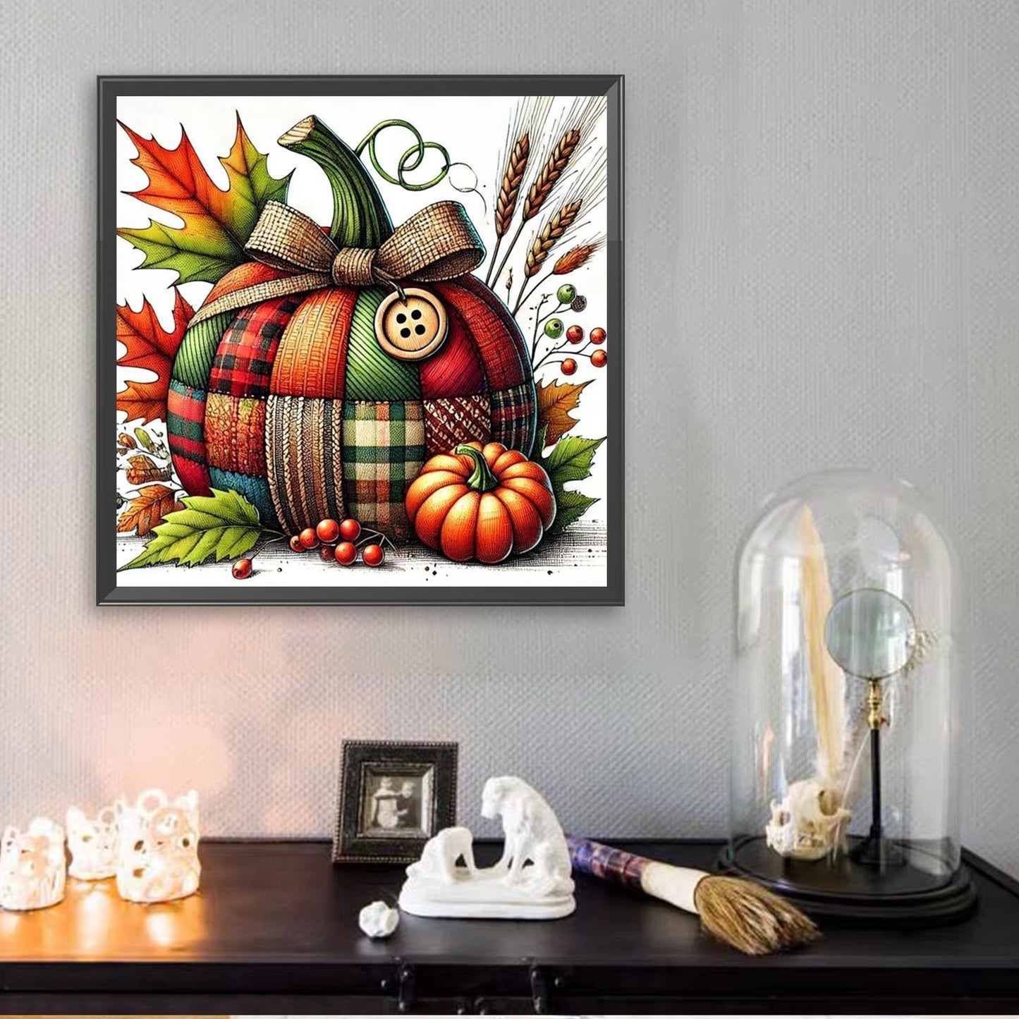 Autumn Patchwork Pumpkin - Full Square Drill Diamond Painting 30*30CM