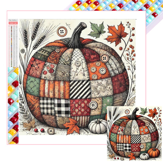 Autumn Patchwork Pumpkin - Full Square Drill Diamond Painting 30*30CM