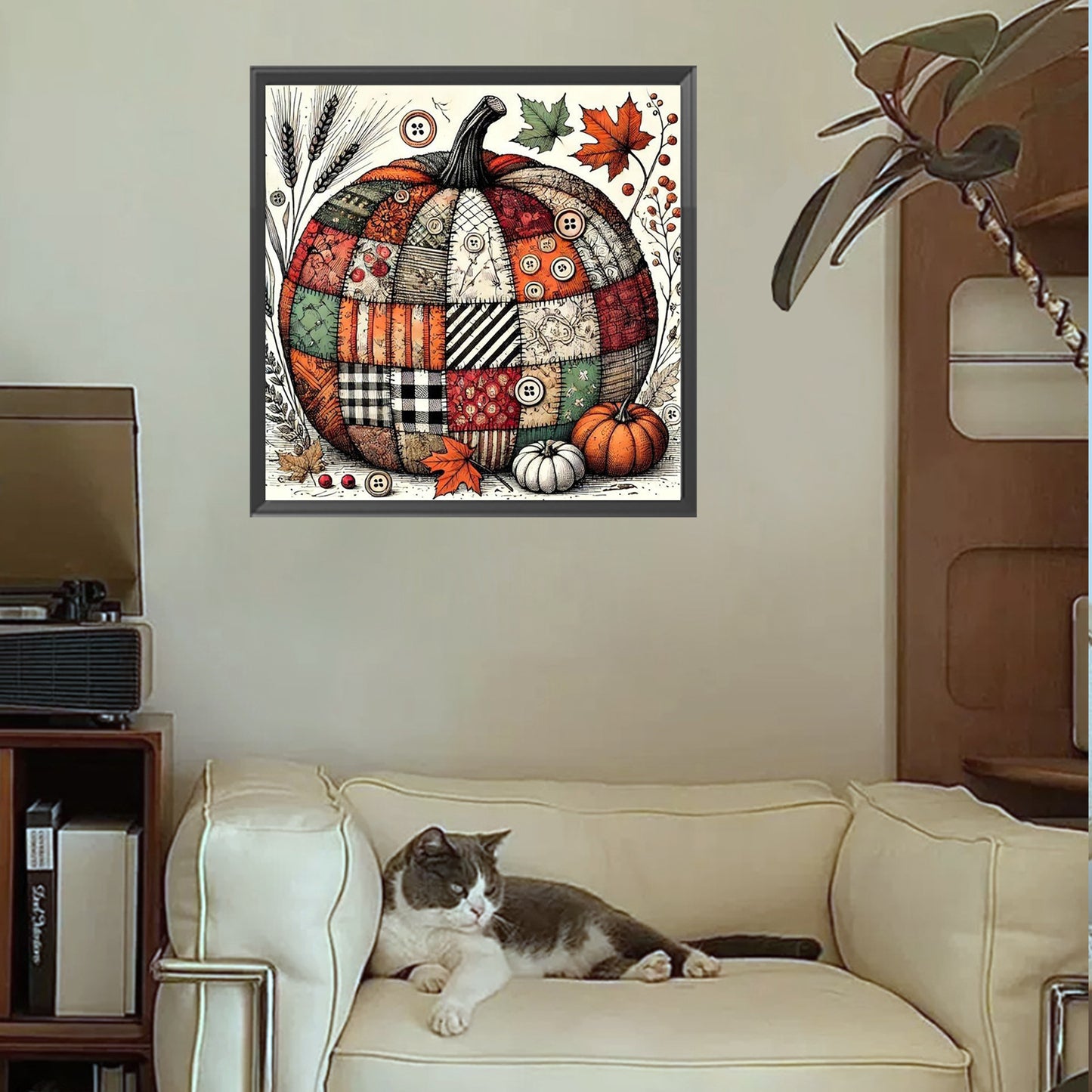 Autumn Patchwork Pumpkin - Full Square Drill Diamond Painting 30*30CM