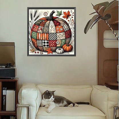 Autumn Patchwork Pumpkin - Full Square Drill Diamond Painting 30*30CM