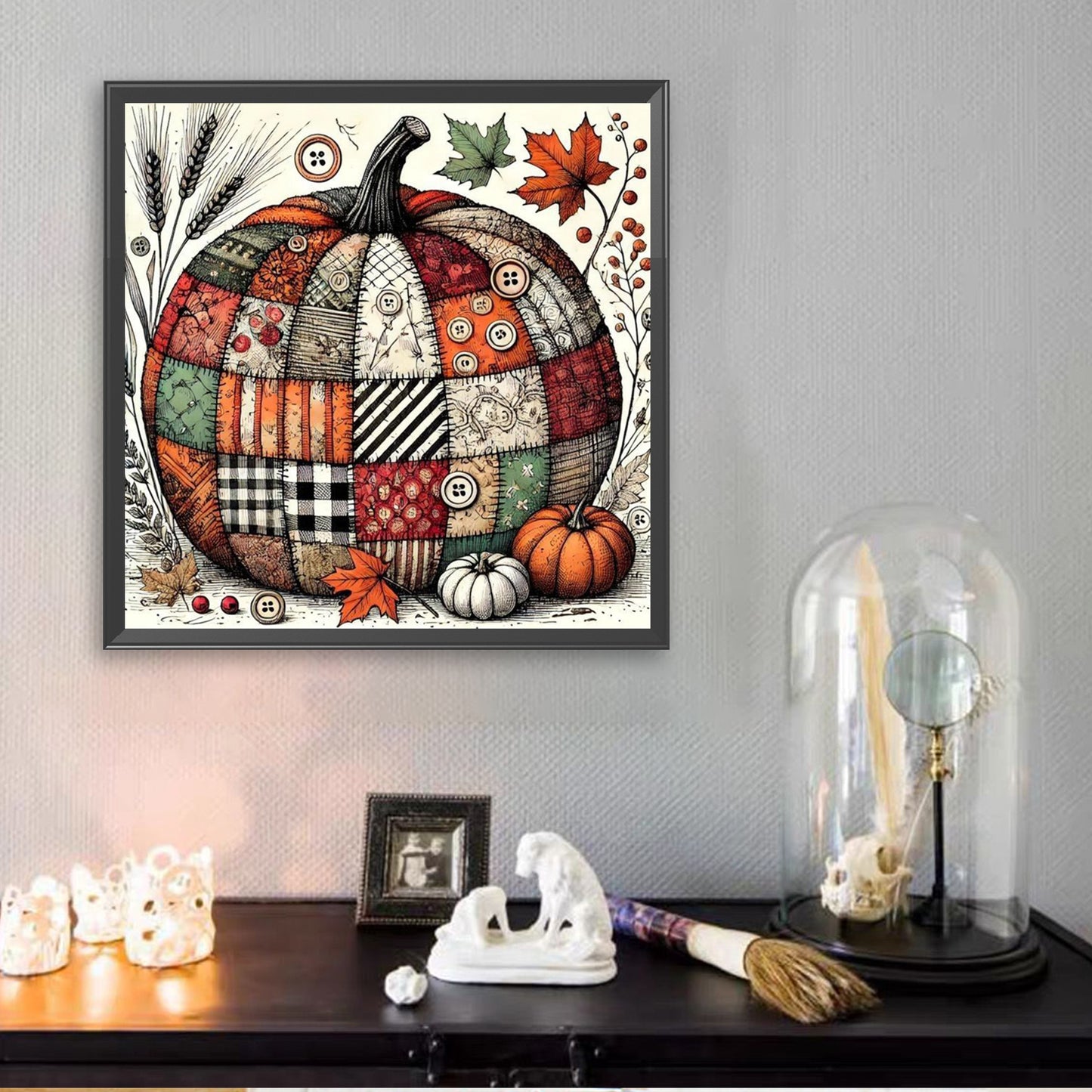 Autumn Patchwork Pumpkin - Full Square Drill Diamond Painting 30*30CM