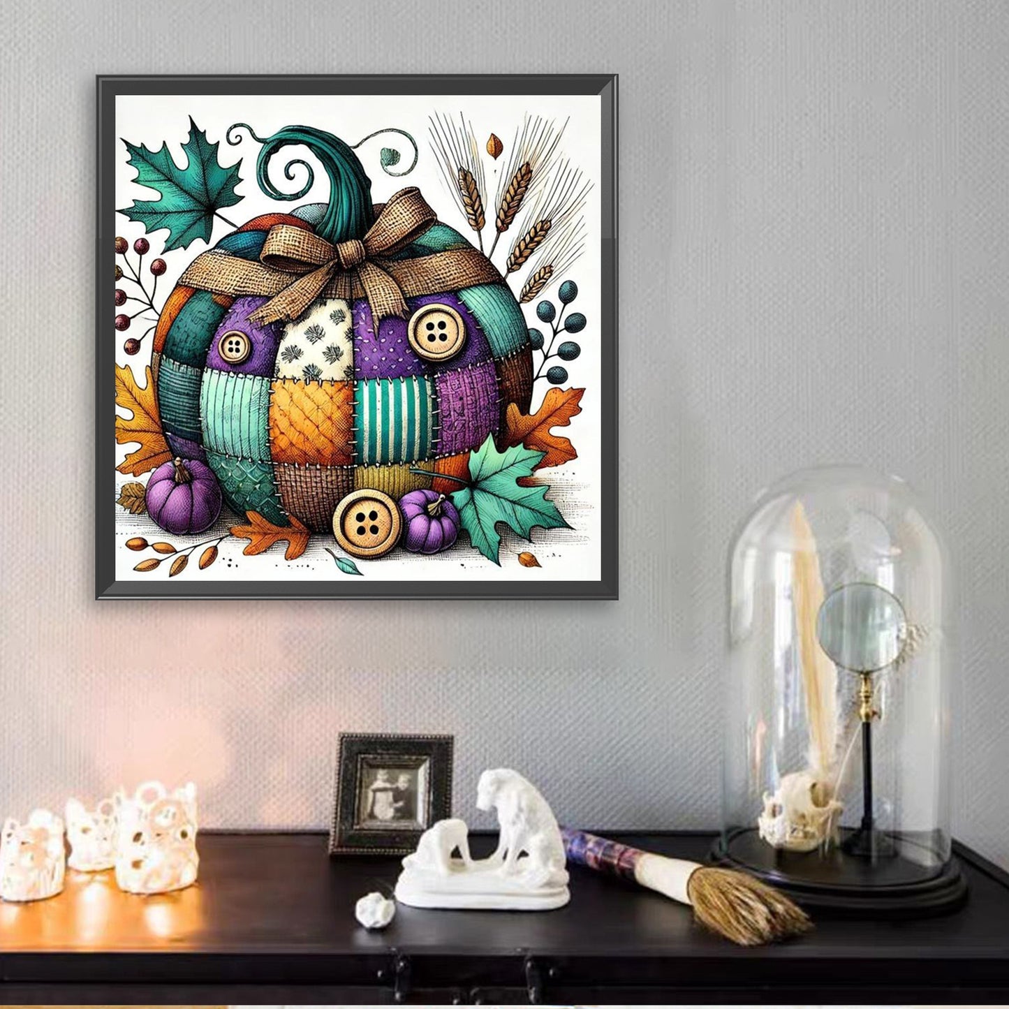 Autumn Patchwork Pumpkin - Full Square Drill Diamond Painting 30*30CM