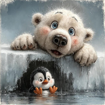 Cute Polar Bear Penguin - Full Square Drill Diamond Painting 30*30CM