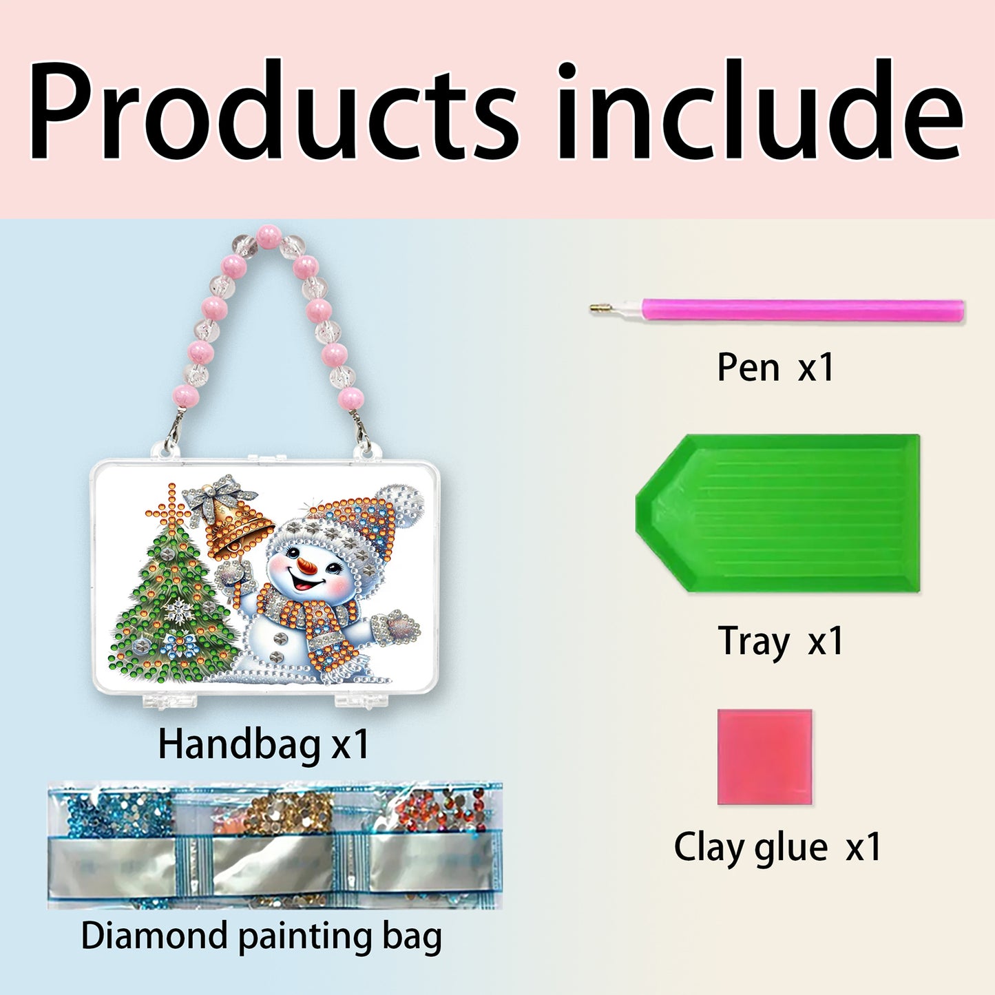 DIY Diamond Painting Bead Storage Bag Rhinestones Jewelry Case (Christmas Tree)