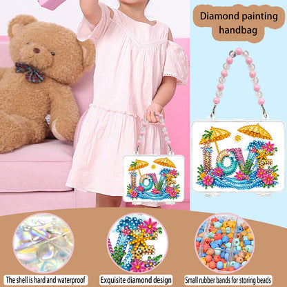 DIY Diamond Painting Bead Storage Handbag Rhinestones Jewelry Case (Love)