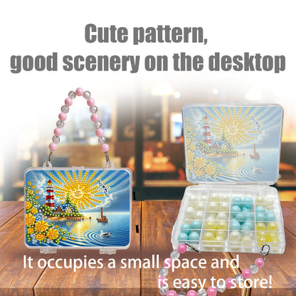 DIY Diamond Painting Bead Storage Handbag Rhinestones Jewelry Case (Lighthouse)