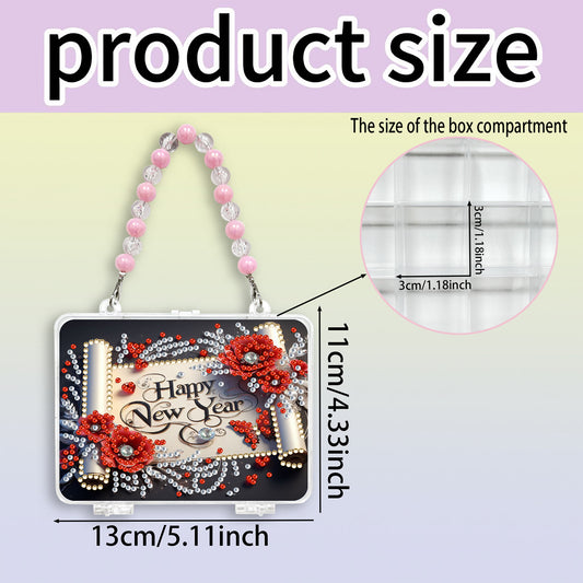 DIY Diamond Painting Bead Storage Handbag Rhinestones Jewelry Case (New Year)