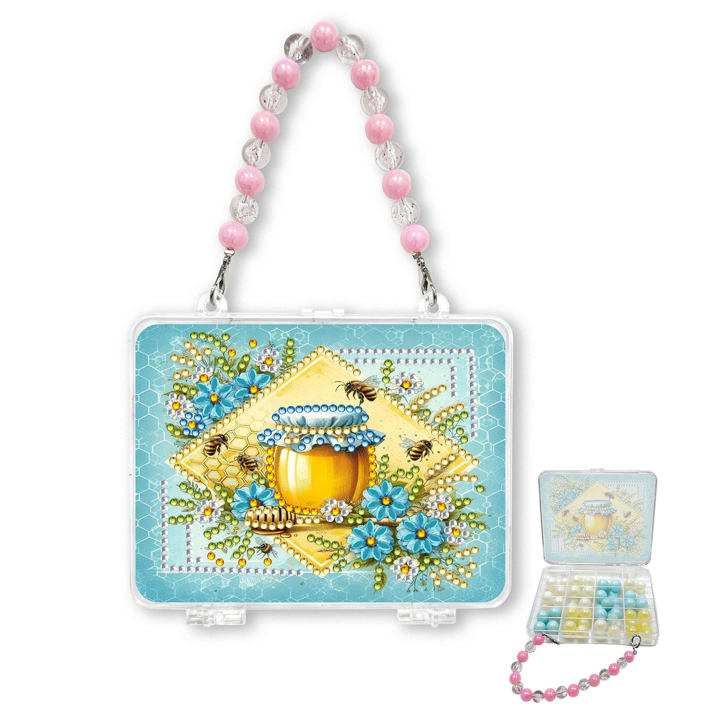 DIY Diamond Painting Bead Storage Handbag Rhinestones Jewelry Case (Honey)