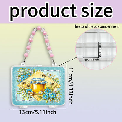 DIY Diamond Painting Bead Storage Handbag Rhinestones Jewelry Case (Honey)