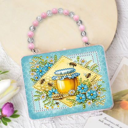 DIY Diamond Painting Bead Storage Handbag Rhinestones Jewelry Case (Honey)