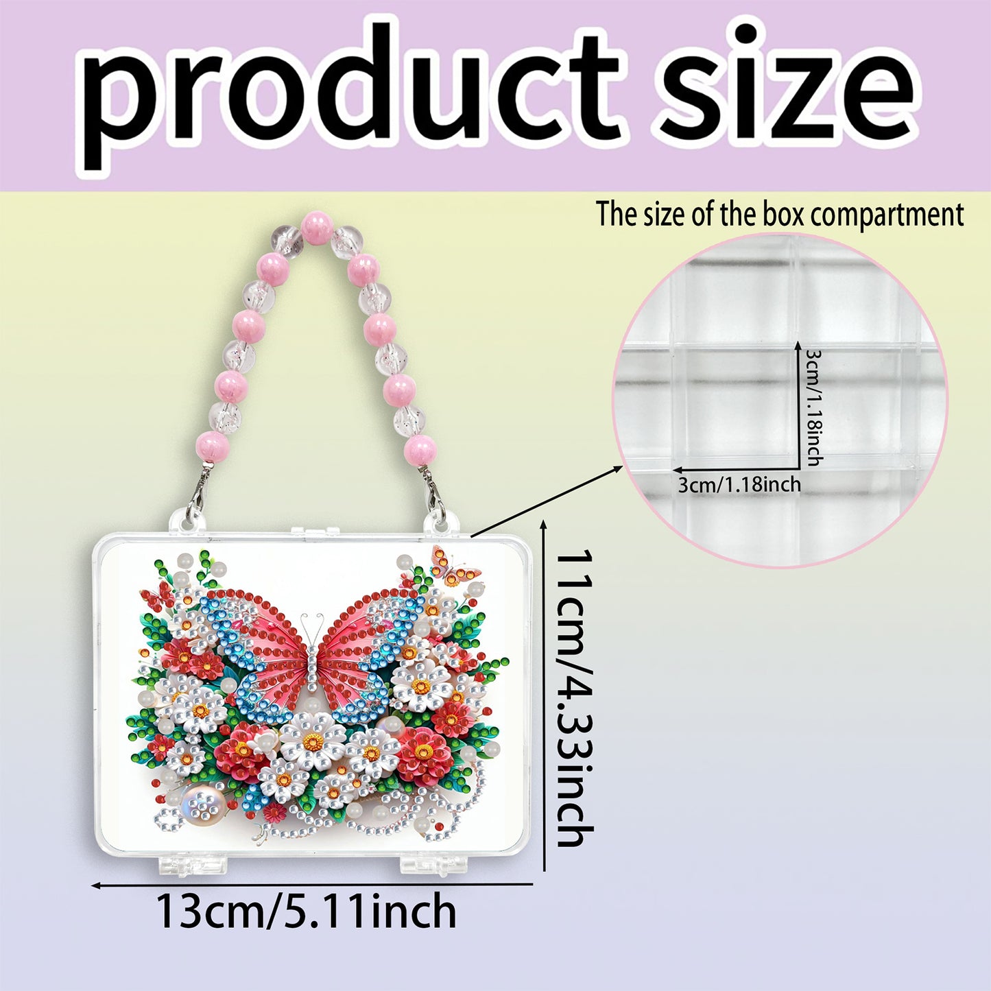 DIY Diamond Painting Bead Storage Handbag Rhinestones Jewelry Case (Butterfly)