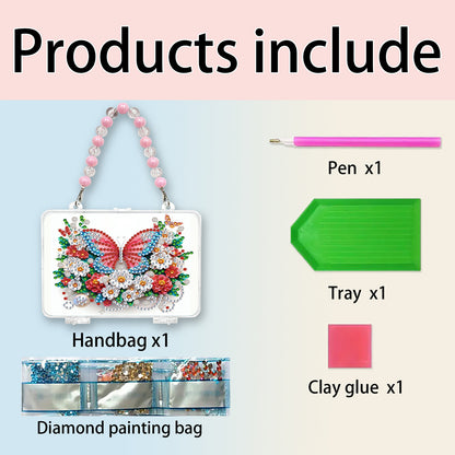 DIY Diamond Painting Bead Storage Handbag Rhinestones Jewelry Case (Butterfly)