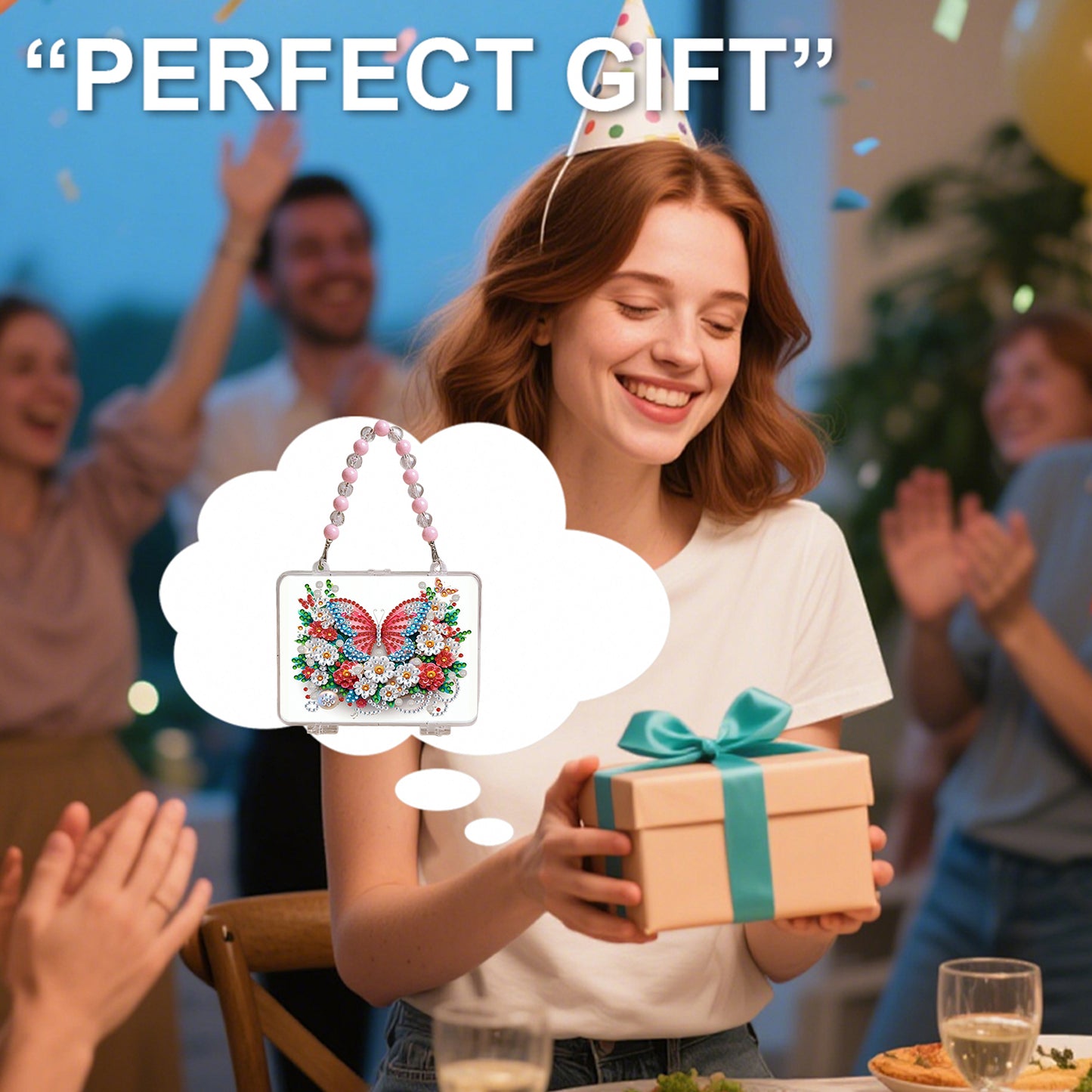 DIY Diamond Painting Bead Storage Handbag Rhinestones Jewelry Case (Butterfly)