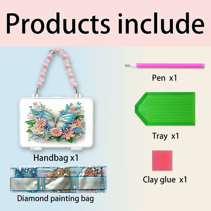 DIY Diamond Painting Bead Storage Handbag Rhinestones Jewelry Case (Butterfly)