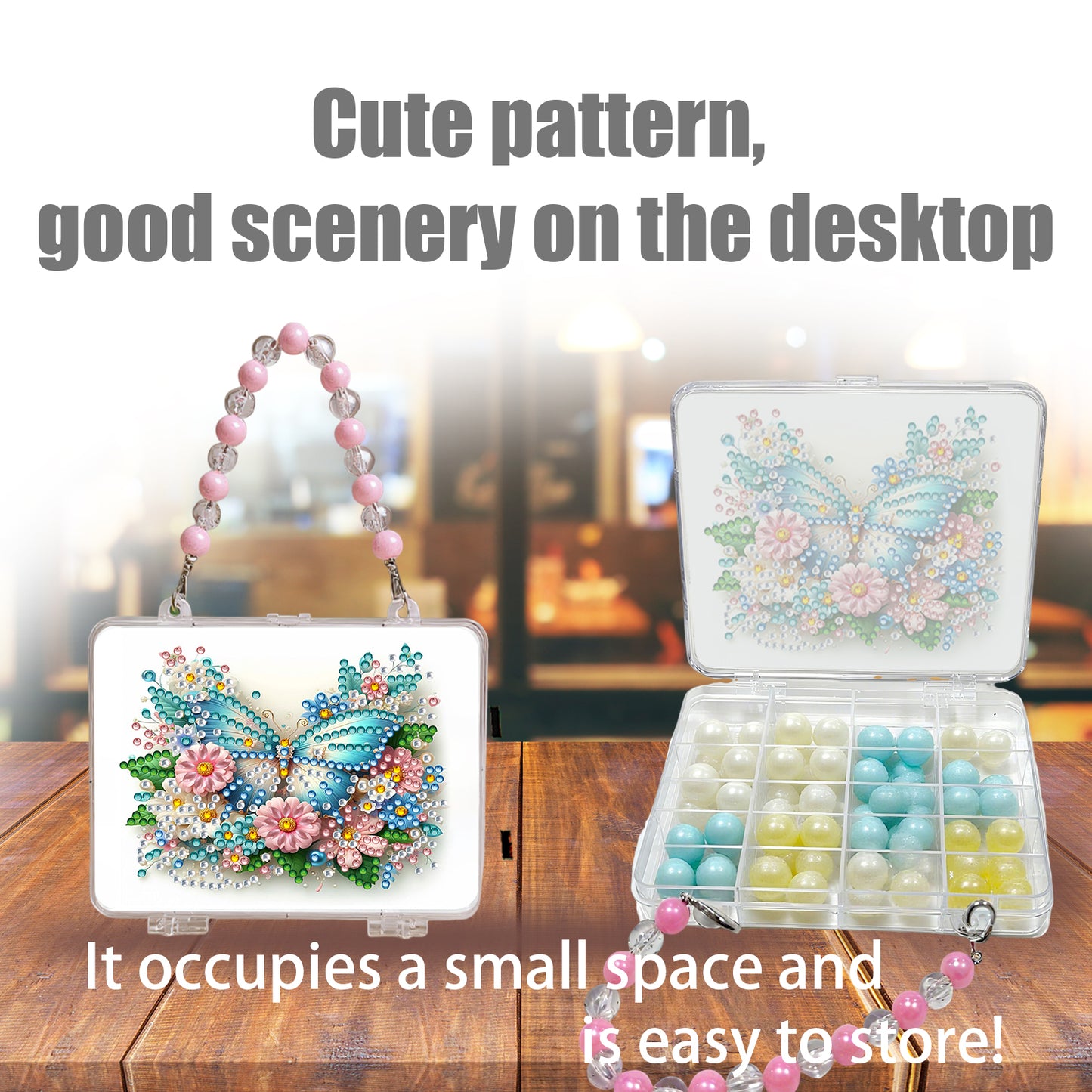 DIY Diamond Painting Bead Storage Handbag Rhinestones Jewelry Case (Butterfly)