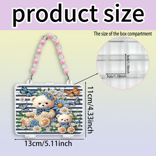 DIY Diamond Painting Bead Storage Handbag Rhinestones Jewelry Case (Bear)