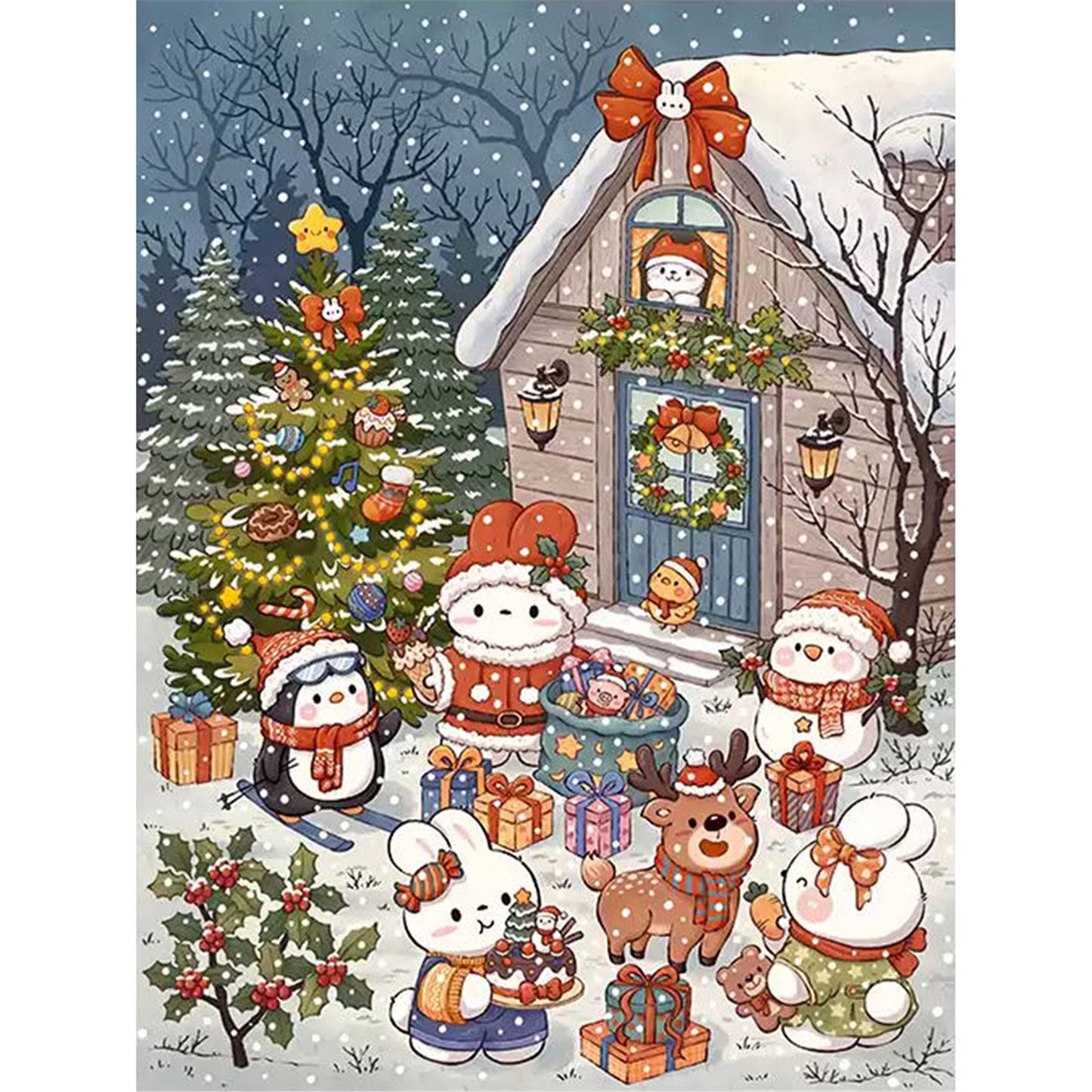 Christmas Eve Bunny - 11CT Stamped Cross Stitch 55*70CM£¨Mona Lisa Brand£©