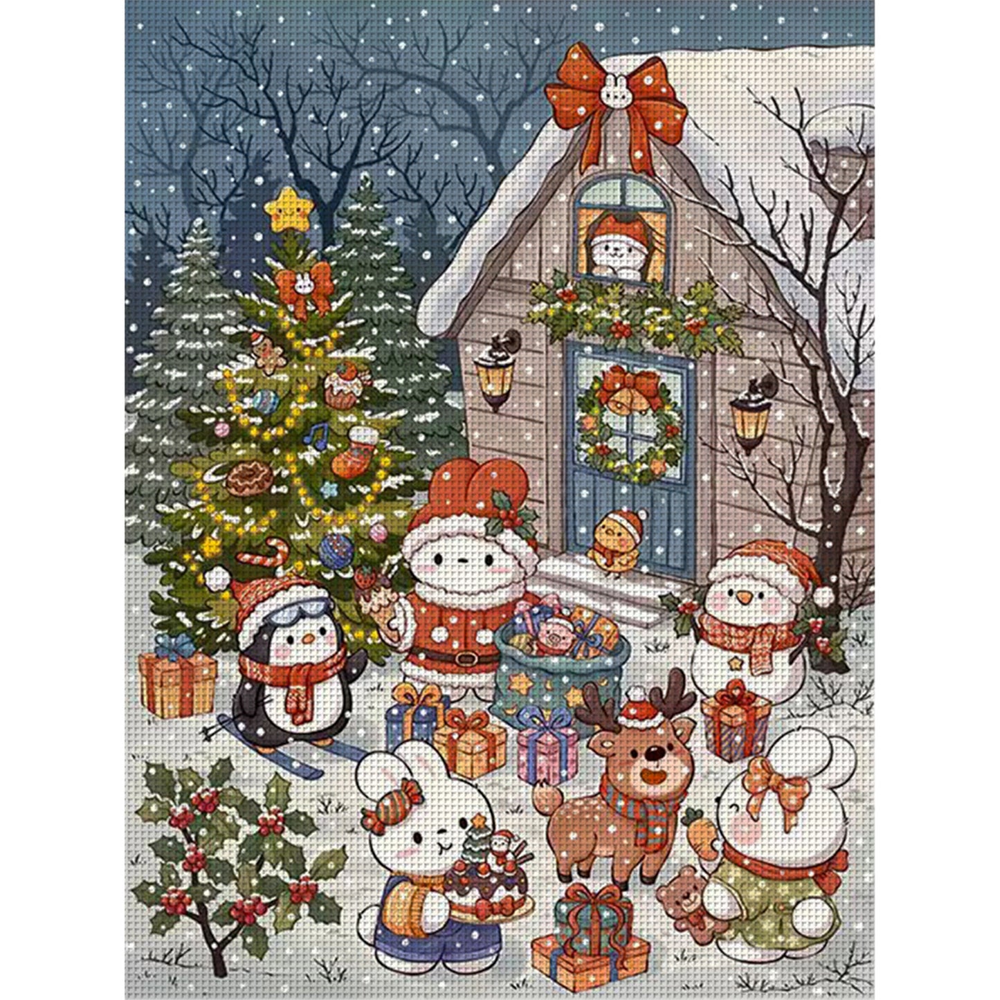 Christmas Eve Bunny - 11CT Stamped Cross Stitch 55*70CM£¨Mona Lisa Brand£©