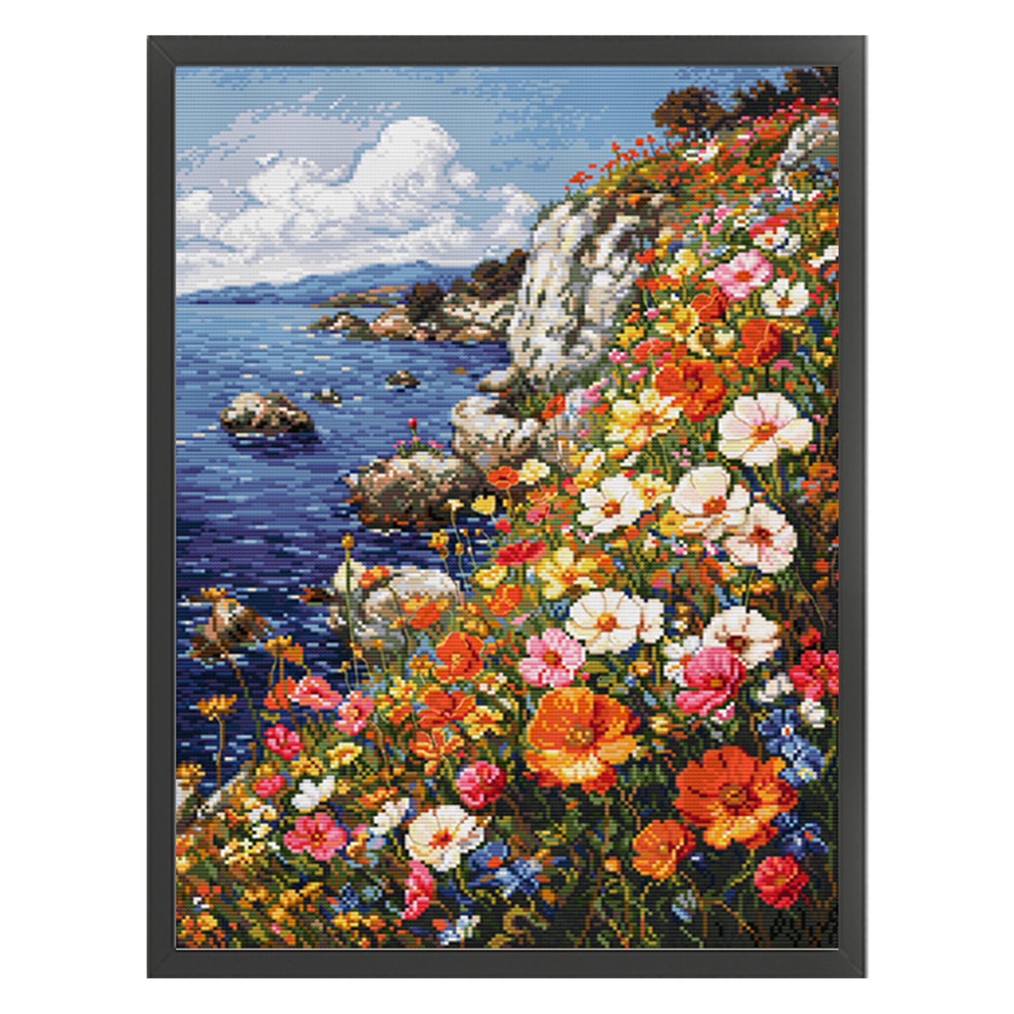 Sea Of ??Flowers On The Cliff - 14CT Stamped Cross Stitch 40*55CM£¨Egyptian cotton£©£¨Spring£©