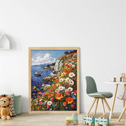 Sea Of ??Flowers On The Cliff - 14CT Stamped Cross Stitch 40*55CM£¨Egyptian cotton£©£¨Spring£©