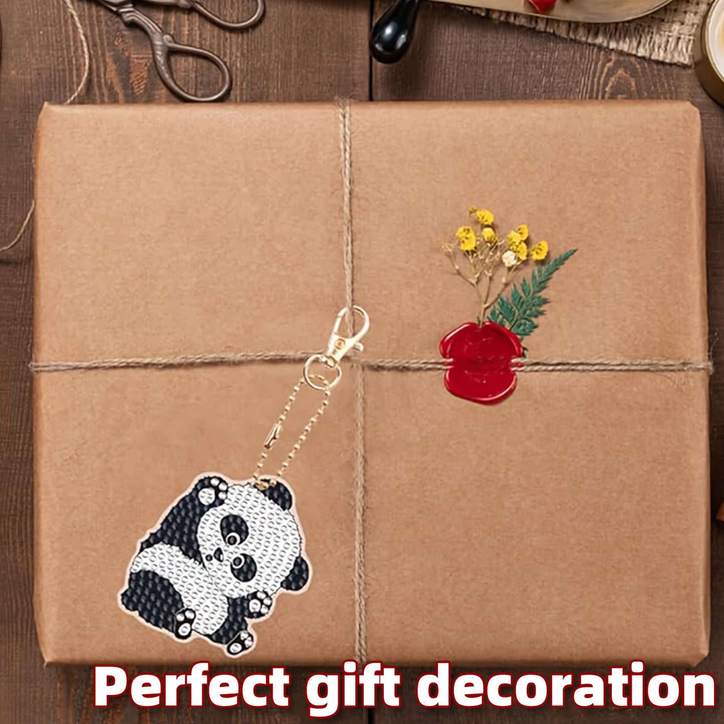 15pcs 2D Flat DIY Diamond Painting Keychain Double Sided Drill Keyrings (Animal)
