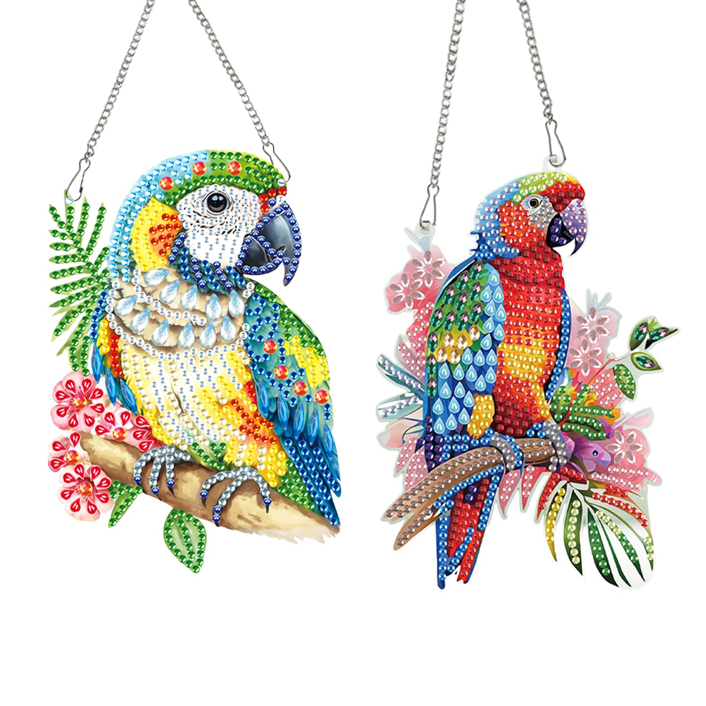 2pcs Parrot 2D Flat DIY Diamond Painting Set Diamond Art Pendant Wall Decor