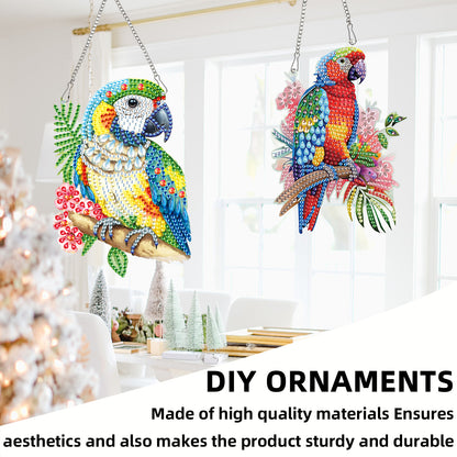2pcs Parrot 2D Flat DIY Diamond Painting Set Diamond Art Pendant Wall Decor