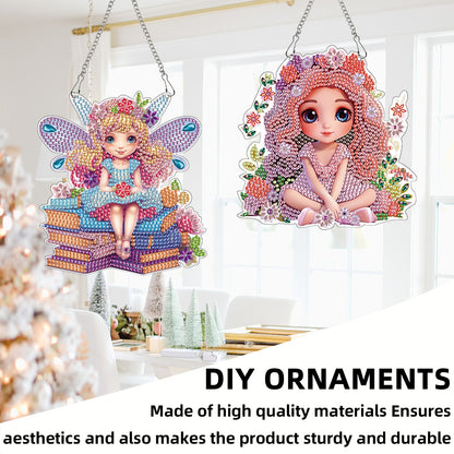 2pcs Elf Girl 2D Flat DIY Diamond Painting Set Diamond Art Pendant Wall Decor